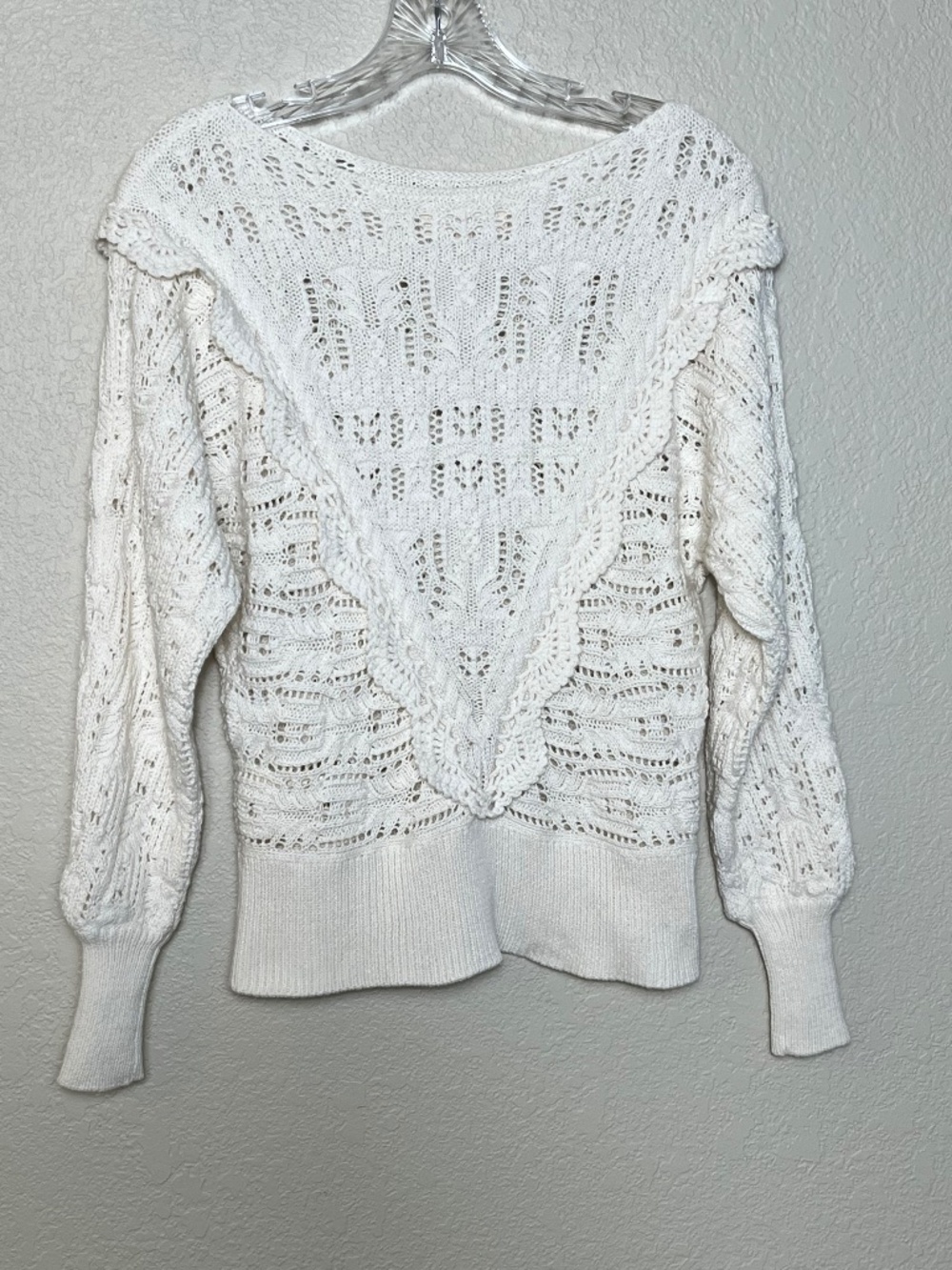 Sezane Scalloped V Design Cotton Alpaca Blend Sweater - Picture 3 of 10